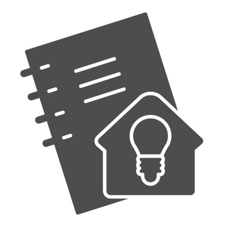 Homework solid icon. Notebook for self studying, pocketbook with home idea sign. Education vector design concept, glyph style pictogram on white background.のイラスト素材