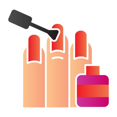 Nail polishing flat icon. Nails painting vector illustration isolated on white. Manicure salon gradient style design, designed for web and app. Eps 10.のイラスト素材