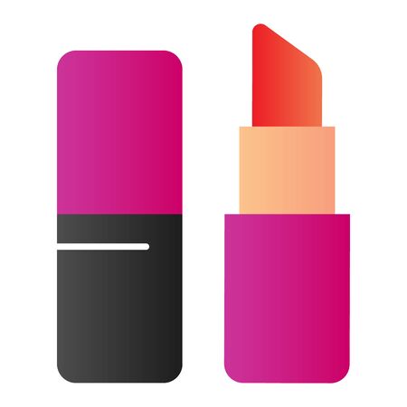 Lipstick flat icon. Decorative cosmetic vector illustration isolated on white. Compact lipstick gradient style design, designed for web and app. Eps 10.のイラスト素材