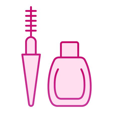 Mascara flat icon. Eyes makeup vector illustration isolated on white. Mascara tube and brush gradient style design, designed for web and app. Eps 10.のイラスト素材
