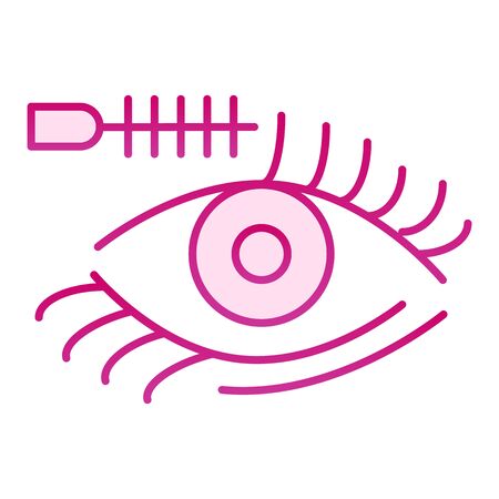 Eyelashes and brush flat icon. Eyes makeup vector illustration isolated on white. Mascara gradient style design, designed for web and app. Eps 10.のイラスト素材