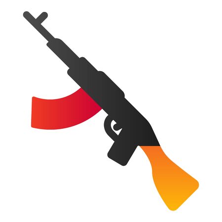 Machine gun flat icon. Ak47 vector illustration isolated on white. Weapon gradient style design, designed for web and app. Eps 10.のイラスト素材