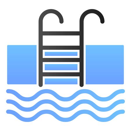 Pool flat icon. Swimming pool vector illustration isolated on white. Ladder and water gradient style design, designed for web and app. Eps 10.のイラスト素材