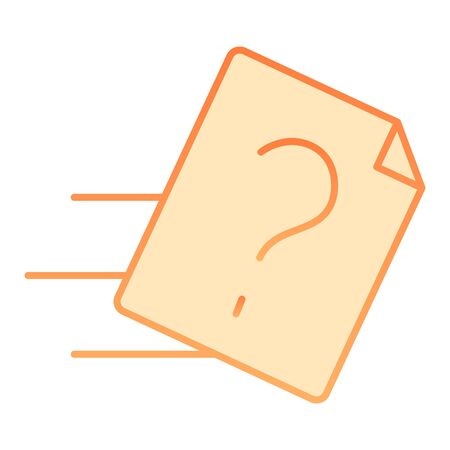 File transfer flat icon. Sending document with question vector illustration isolated on white. Paper...