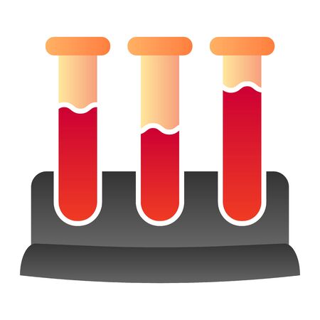 Medical flasks flat icon. Chemistry beakers vector illustration isolated on white. Test tubes gradient style design, designed for web and app.のイラスト素材