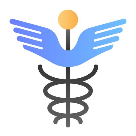 Caduceus flat icon. Pharmacy symbol vector illustration isolated on white. Medical sign gradient style design, designed for web and app.のイラスト素材