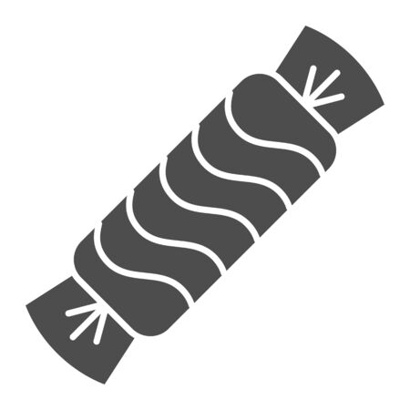 Candy solid icon. Closeup sweet confectionery. Halloween party vector design concept, glyph style pictogram on white background.のイラスト素材