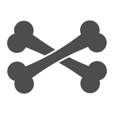 Crossbones solid icon. Two crossed bones. Halloween party vector design concept, glyph style pictogram on white background.のイラスト素材