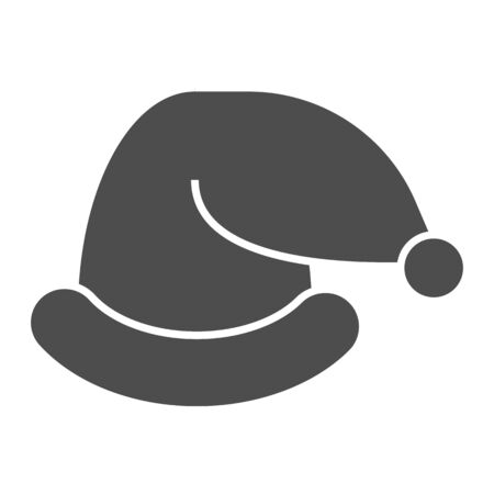 Santa Claus hat solid icon. Conical fur cap symbol, glyph style pictogram on white background. Christmas holiday sign for mobile concept and web design. Vector graphics.のイラスト素材