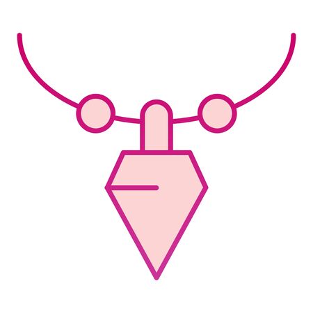 Necklace with diamond flat icon. Chain with pendant vector illustration isolated on white. Jewellery gradient style design, graphic for web or app.のイラスト素材