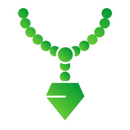 Pendant with gemstone flat icon. Chain with pendant vector illustration isolated on white. Jewellery gradient style design, graphic for web or app.のイラスト素材