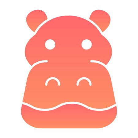 Hippopotamus flat icon. Cute hippos face looking at you, simple silhouette. Animals vector design concept, gradient style pictogram on white background, graphic for web or app.のイラスト素材