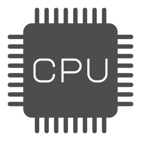 Processor chip solid icon. Computer hardware, central processing unit symbol, glyph style pictogram...