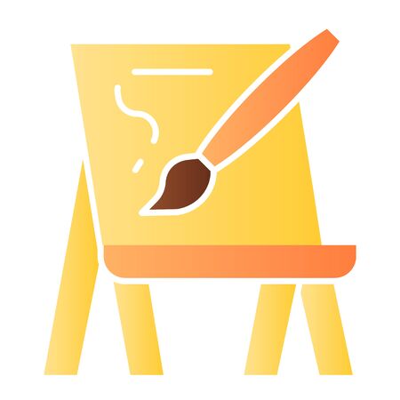 Easel and brush flat icon. Art board and palette stick with stroke. Artist education vector design concept, gradient style pictogram on white backgroundのイラスト素材