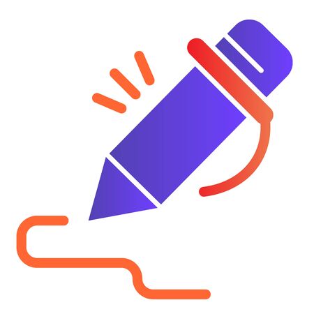 Pen flat icon. Pencil signing stroke, writing art. School vector design concept, gradient style pictogram on white backgroundのイラスト素材