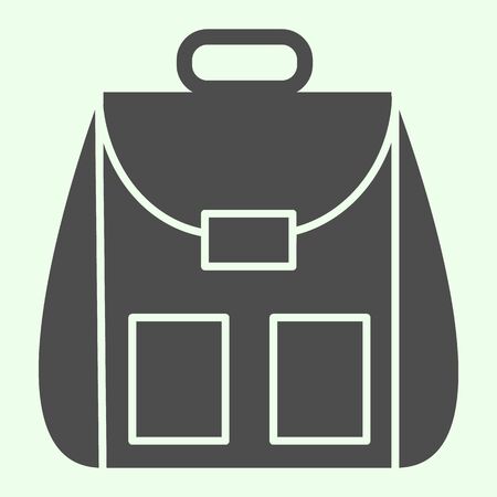 Backpack solid icon. Student personal school bag glyph style pictogram on white background Schoolbag or daypack for mobile concept and web design. Vector graphics.のイラスト素材