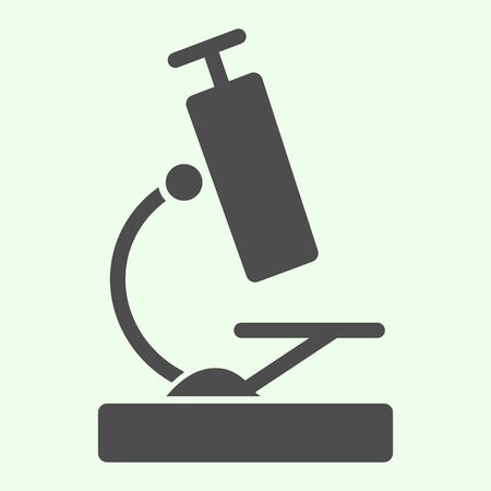 Microscope solid icon. Laboratory scientific microscope glyph style pictogram on white background. School chemistry and biology equipment for mobile concept and web design. Vector graphics.のイラスト素材