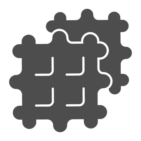 Waffles solid icon. Two fried belgian sweet waffle dessert symbol, glyph style pictogram on white background. Bakery sign for mobile concept and web design. Vector graphics.のイラスト素材