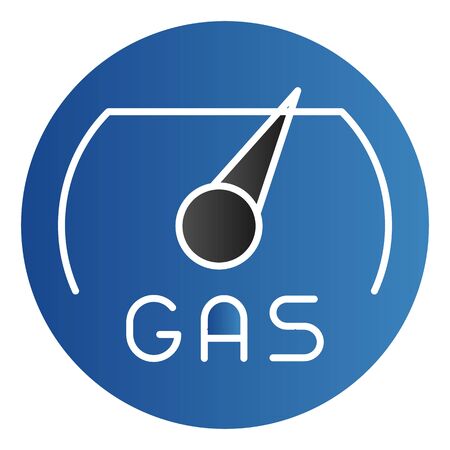 Gas meter flat icon. Fuel gouge counter, full tank. Oil industry vector design concept, gradient style pictogram on white background.のイラスト素材