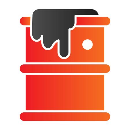 Fuel barrel flat icon. Leaking chemical metal can, dropped drum container. Oil industry vector design concept, gradient style pictogram on white background.のイラスト素材