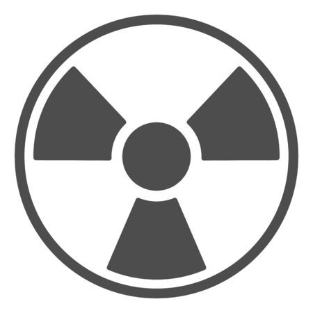 Radiation solid icon. Toxic and nuclear energy, danger hazard symbol, glyph style pictogram on white background. Military sign for mobile concept and web design. Vector graphics.のイラスト素材