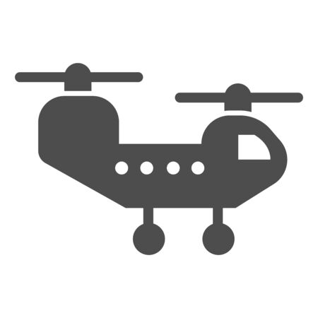 Army helicopter solid icon. Chopper attack and transportation war vehicle symbol, glyph style pictogram on white background. Military sign for mobile concept or web design. Vector graphics.のイラスト素材