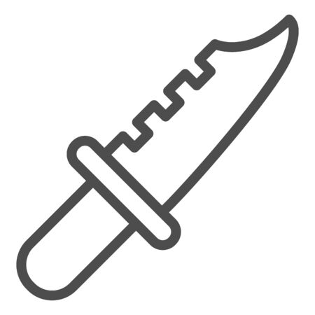 Army knife line icon. Blade dagger, hunting weapon symbol, outline style pictogram on white background. Military or warfare sign for mobile concept and web design. Vector graphics.のイラスト素材