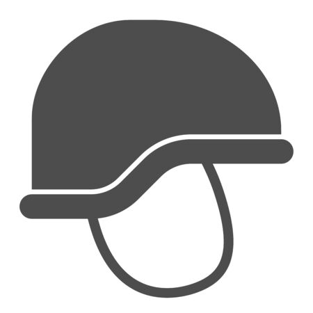 Army helmet solid icon. Soldier head protection, ammunition symbol, glyph style pictogram on white background. Military or warfare sign for mobile concept and web design. Vector graphics.のイラスト素材