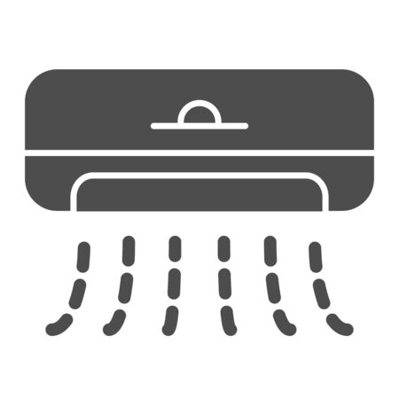 Air conditioning solid icon. Cooling device with climate control feature symbol, glyph style pictogram on white background. Household sign for mobile concept or web design. Vector graphics.のイラスト素材