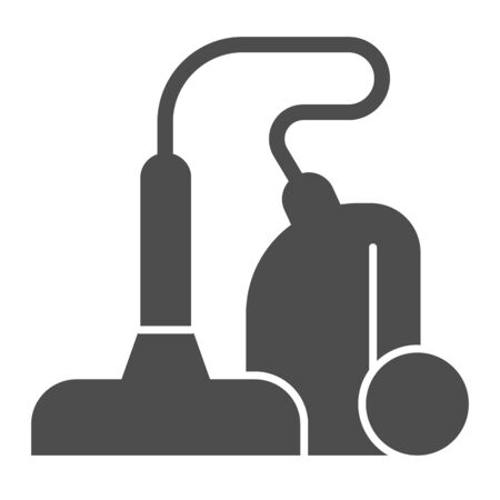 Vacuum cleaner machine solid icon. Home cleaning equipment symbol, glyph style pictogram on white background. Hotel or household sign for mobile concept and web design. Vector graphics.のイラスト素材