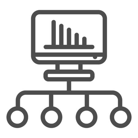 Stock investment line icon. Chart with finance productivity assets symbol, outline style pictogram on white background. Passive income sign for mobile concept or web design. Vector graphics.のイラスト素材