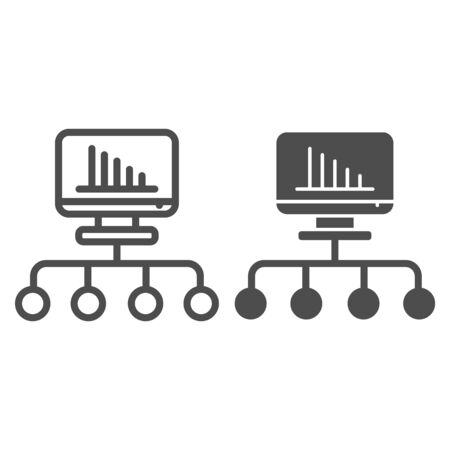 Stock investment line and solid icon. Chart with finance productivity assets symbol, outline style pictogram on white background. Passive income sign for mobile concept or web design. Vector graphics.のイラスト素材