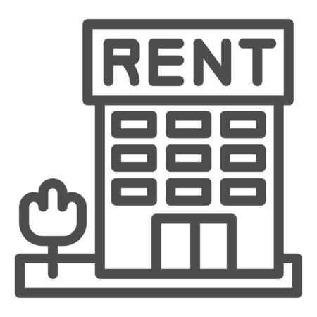 Rental property line icon. House for rent, real estate concept symbol, outline style pictogram on white background. Passive income sign for mobile concept and web design. Vector graphics.のイラスト素材