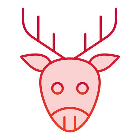 Deer head color icon. Forest horned animal face symbol, gradient style pictogram on white background. Christmas holiday item sign for mobile concept and web design.のイラスト素材