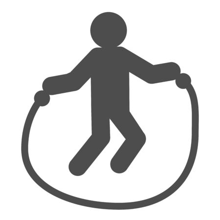 Jump rope exercise line and solid icon. Sportsman training, skipping-rope symbol, outline style pictogram on white background. Healthy lifestyle sign for mobile concept or web design. Vector graphics.のイラスト素材