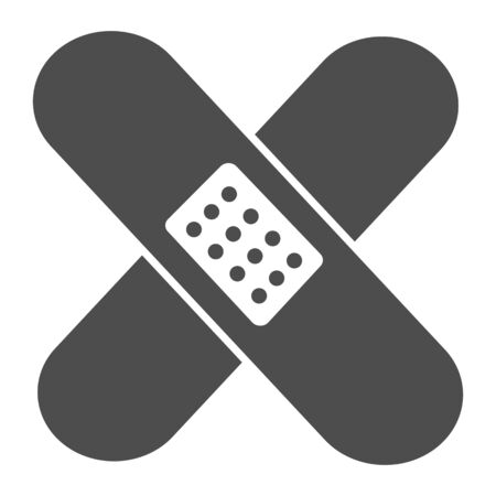 Medical plaster solid icon. Adhesive tape and bandage symbol, glyph style pictogram on white background. Medicine or pharmacy sign for mobile concept and web design. Vector graphics.のイラスト素材