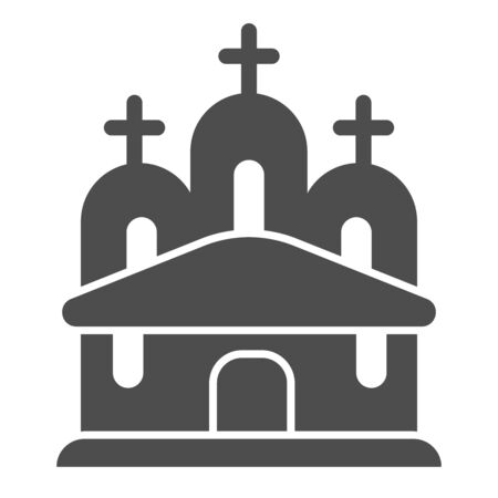 Church solid icon. House of faith glyph style pictogram on white background. Spring Easter holiday Christian building with cross for mobile concept and web design. Vector graphicsのイラスト素材