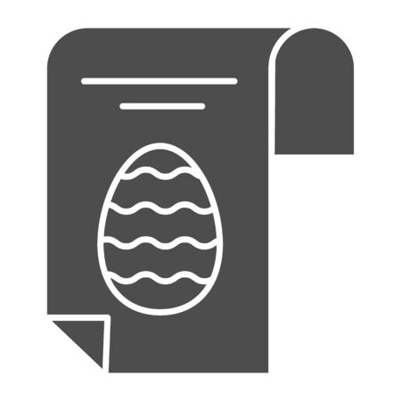 Easter egg poster solid icon. Happy Easter greeting card with eggs and text glyph style pictogram on white background. Happy spring holiday signs for mobile concept and web design. Vector graphics.のイラスト素材