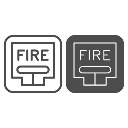 Emergency Fire Lever line and solid icon. Fire alarm pull station outline style pictogram on white background. Firefighting call point button for mobile concept and web design. Vector graphics.