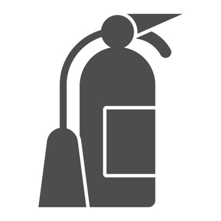 Fire extinguisher solid icon. Fireman device to extinguish flame glyph style pictogram on white background. Fire safety equipment signs for mobile concept and web design. Vector graphics.のイラスト素材