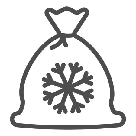 Snowflake bag line and solid icon. Gift outline style pictogram on white background. Christmas sack with presents and snowflake image for mobile concept and web design. Vector graphicsのイラスト素材