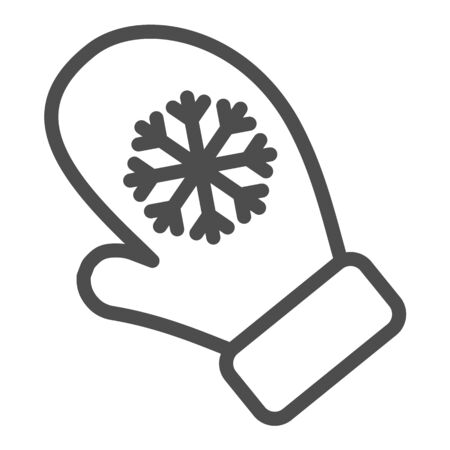 Snowflake gloves line and solid icon. Winter knitted mitten outline style pictogram on white background. Christmas seasonal fashion hand cloth for mobile concept and web design. Vector graphics.のイラスト素材