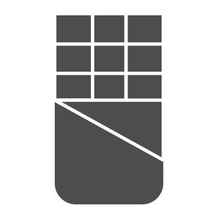 Chocolate solid icon. Open Chocolate bar illustration isolated on white.のイラスト素材