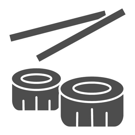 Sushi solid icon. Chinese sushi food illustration isolated on white.のイラスト素材