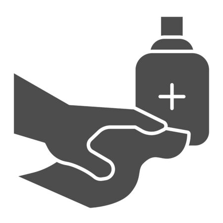 Home hygiene solid icon. Disinfection with antiseptic alcohol tissue glyph style pictogram on white background. Coronavirus prevention for mobile concept and web design. Vector graphics.のイラスト素材