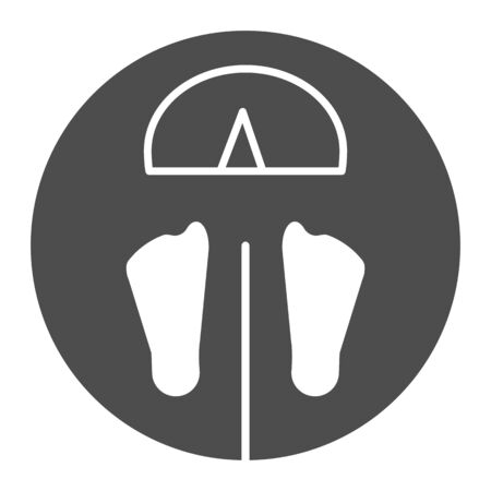 Floor scales solid icon. Floor scales with foot symbol illustration isolated on white. Digital weight scale glyph style design, designed for web and app.のイラスト素材
