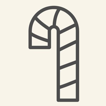 Candy cane line icon. Christmas peppermint candy cane with stripes outline style pictogram on white background. Sweet holiday stick for mobile concept and web design. Vector graphics.のイラスト素材