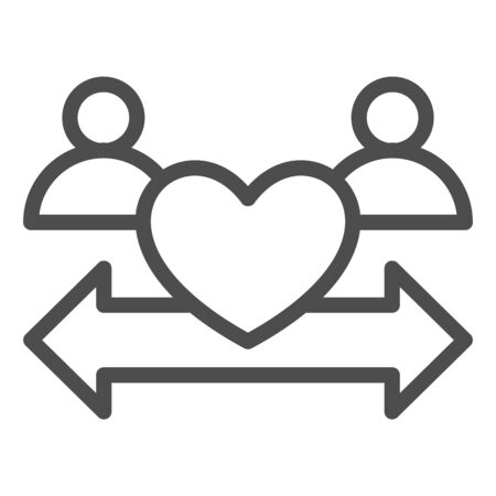 Social distancing line icon. Self isolation in virus outbreak symbol, outline style pictogram on white background. Covid-19 epidemic sign for mobile concept and web design. Vector graphicsのイラスト素材