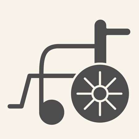 Disabled carriage solid icon. Hospital wheelchair glyph style pictogram on white background. Medical transportation for mobile concept and web design. Vector graphics.のイラスト素材