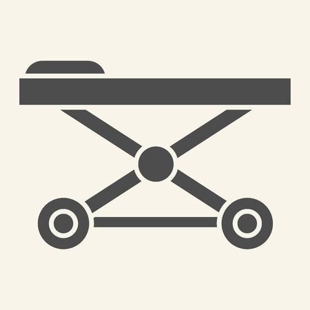 Stretcher solid icon. Disabled patient transfer bed glyph style pictogram on white background. Hospital Bed for mobile concept and web design. Vector graphics.のイラスト素材